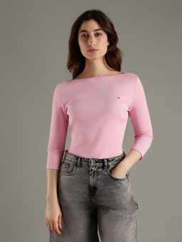 Tommy Hilfiger - Pink Solid Slim Fit Cotton T-Shirt