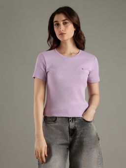 Tommy Hilfiger - Purple Solid Regular Fit Cotton T-Shirt