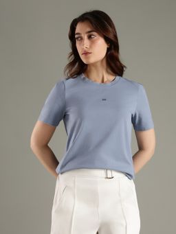 Tommy Hilfiger - Blue Solid Regular Fit Cotton T-Shirt