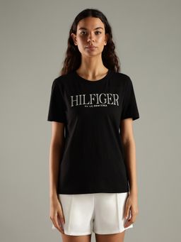 Tommy Hilfiger - Black Logo Regular Fit Cotton T-Shirt