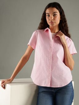 Tommy Hilfiger - Pink Striped Regular Fit Cotton Shirt