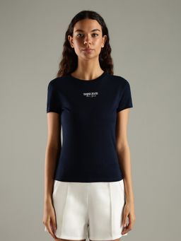 Tommy Hilfiger - Blue Logo Slim Fit Cotton T-Shirt