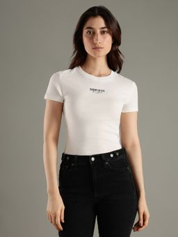 Tommy Hilfiger - White Logo Slim Fit Cotton T-Shirt