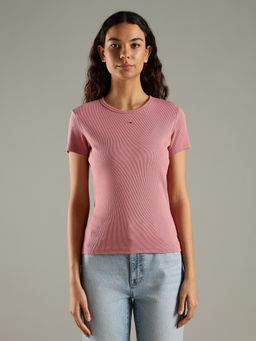 Tommy Hilfiger - Pink Solid Slim Fit Cotton T-Shirt
