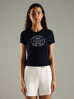 Tommy Hilfiger - Blue Logo Slim Fit Cotton T-Shirt