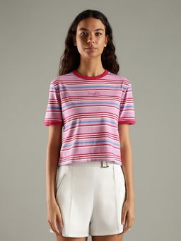 Tommy Hilfiger - Multi-Color Striped Regular Fit Cotton T-Shirt