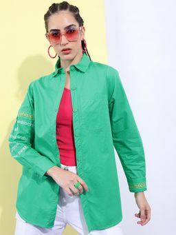 TOKYO TALKIES - Green Cotton Casual Shirt
