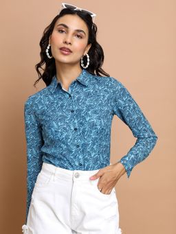 TOKYO TALKIES - Blue Solid Slim Fit Shirt