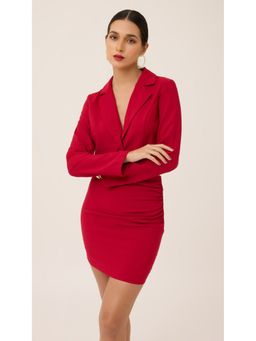 Virgio - Maroon Crop Blazer Skirt (Set of 2)