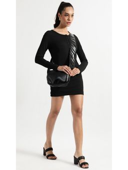 Virgio - Black Sleek Black Mini Bodycon Dress