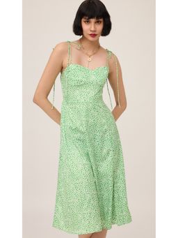 Virgio - Green Floral Bustier Midi Dress