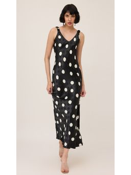 Virgio - Black Polka Dot Slip Maxi Dress