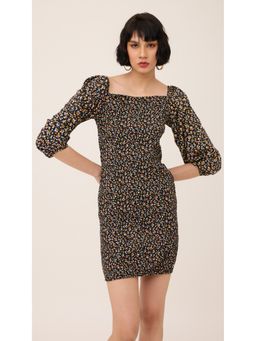 Virgio - Black Smoked Bodycon Mini Dress