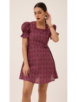 Virgio - Multi Color Cultural Charisma The Ethnic Motifs Fit and Flare Mini Dress