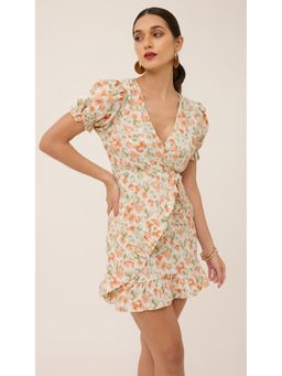 Virgio - Multi Color Abstract Print Tulip Mini Dress