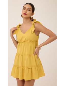 Virgio - Yellow Mini Tiered Dress