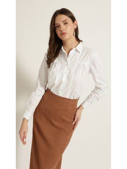 Virgio - White Elegant White Boxy Full Sleeve Shirt