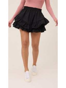 Virgio - Black Layered Black Mini Skirt