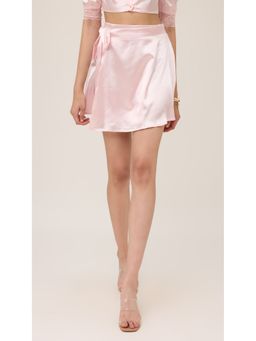 Virgio - Pink Cute Pink Satin Wrap Skirt