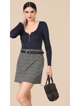 Virgio - Navy Blue Half Zip Bodysuit