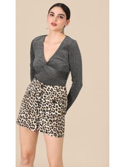 Virgio - Black Metallic Grey Bodysuit