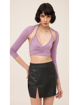 Virgio - Purple Street Mauve Knit Wrap Crop Top