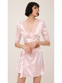 Virgio - Pink Opulent Satin Rose Gold Crop Top