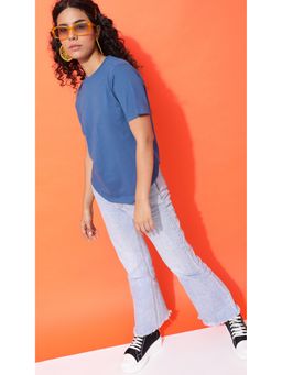 Virgio - Blue Modern Casual Blue Boxy Fit T-Shirt