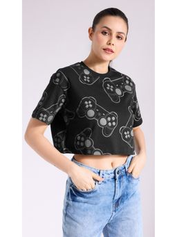 Virgio - Black Graphic Crop T-Shirt
