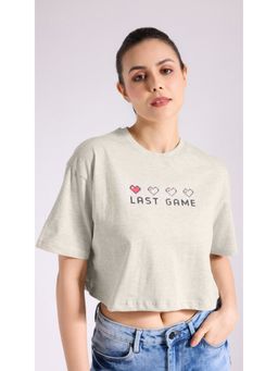 Virgio - Beige Graphic Crop T-Shirt