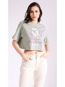 Virgio - Green Grey Crop T-Shirt
