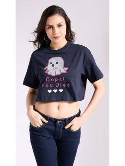 Virgio - Navy Blue Navy Blue Crop T-Shirt