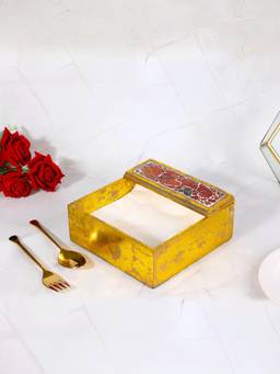 The Home Co - Square Tissue Holder - Red Mosaic