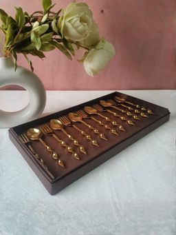 The Home Co - Cutlery Set - Gold Plated Spiral Design