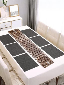 The Home Co - Wooden Lotus Laser Cut Design Brown Colour Foldable Runner