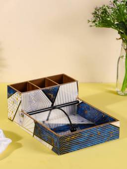 The Home Co - Cutlery Tissue Holder - Blue Triangle