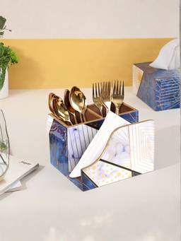 The Home Co - Cutlery Tissue Holder - Blue Triangle