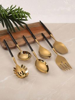 The Home Co - Luxury Black & Gold Stainless Steel Serving Set