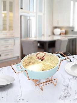 The Home Co - Chafing Dish Single Oval - Blue Wiith Rose Gold