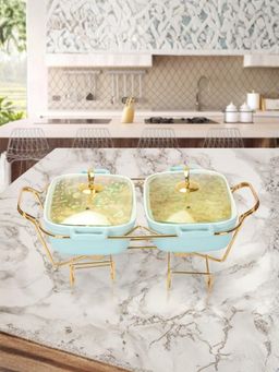 The Home Co - Chafing Dish Twin Rectangle - Blue (Pack of 2)