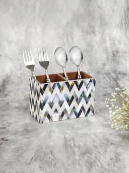The Home Co - Wooden Print & Enamelled Partition Caddy