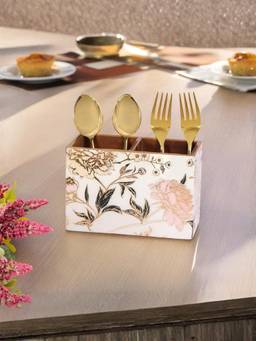 The Home Co - Wooden Print & Enamelled Partition Caddy
