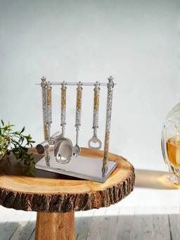 The Home Co - Crystal Bar Set With Stand (Pack of 4)