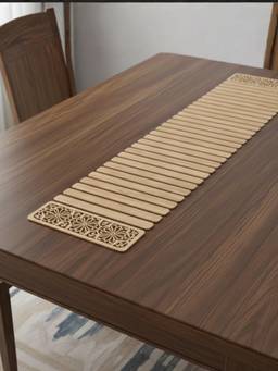 The Home Co - Wooden Beige Colour Abstract Laser Cut Design Foldable Runner