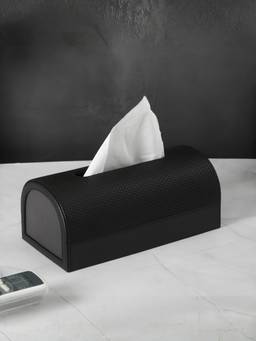 The Home Co - Dome Tissue Box - Black Leatherette