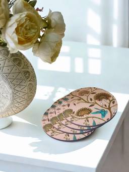 The Home Co - Beige Bird Pattern Trivet (Pack of 4)
