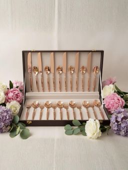 The Home Co - Premium Gold Stainless Steel Cutlery Set With Leather Gift Box