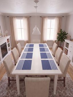 YELONA - Navy Blue Woven Pvc Dining Table Placemat (Pack of 8)
