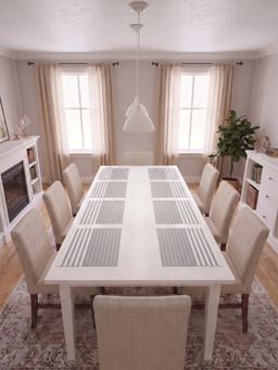 YELONA - Grey & White Woven Pvc Dining Table Placemat (Pack of 8)