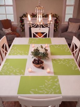 YELONA - Green Woven Pvc Dining Table Placemat (Pack of 6)